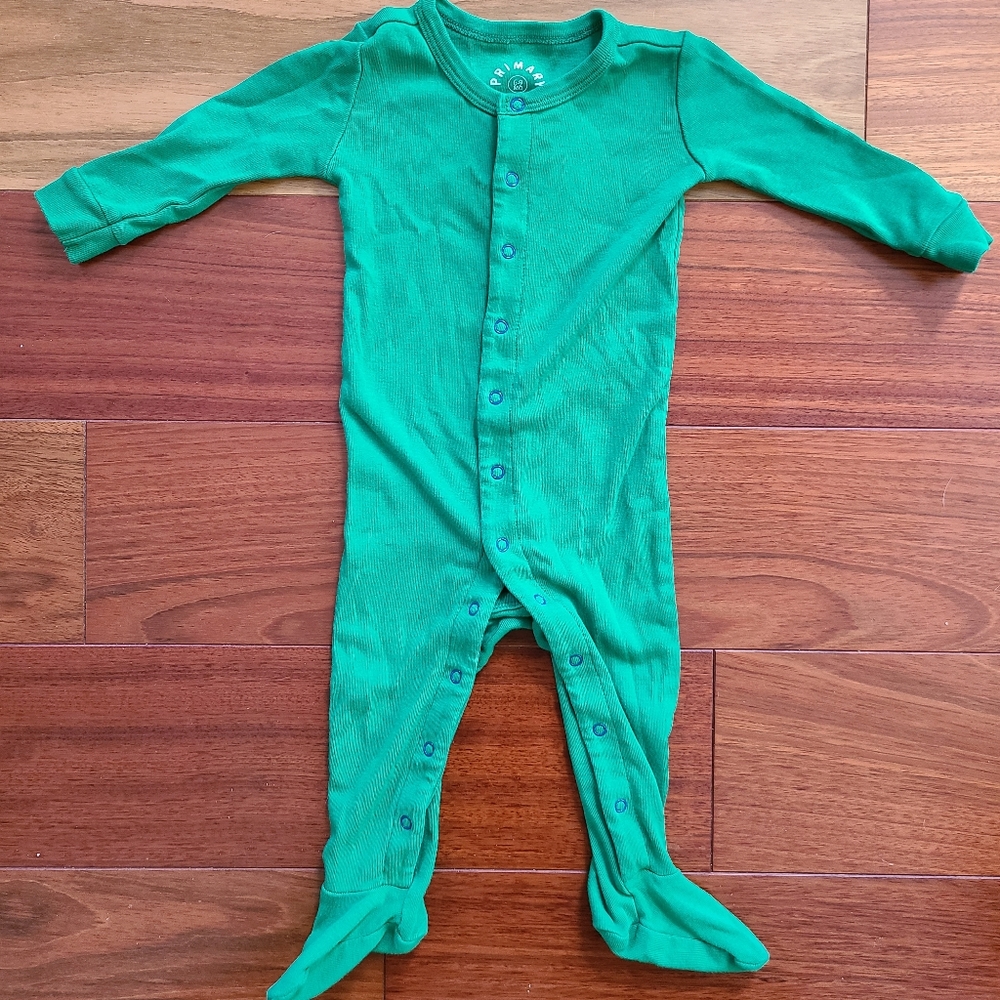 COPY - Primary Green Snap Footies (6-9 month)